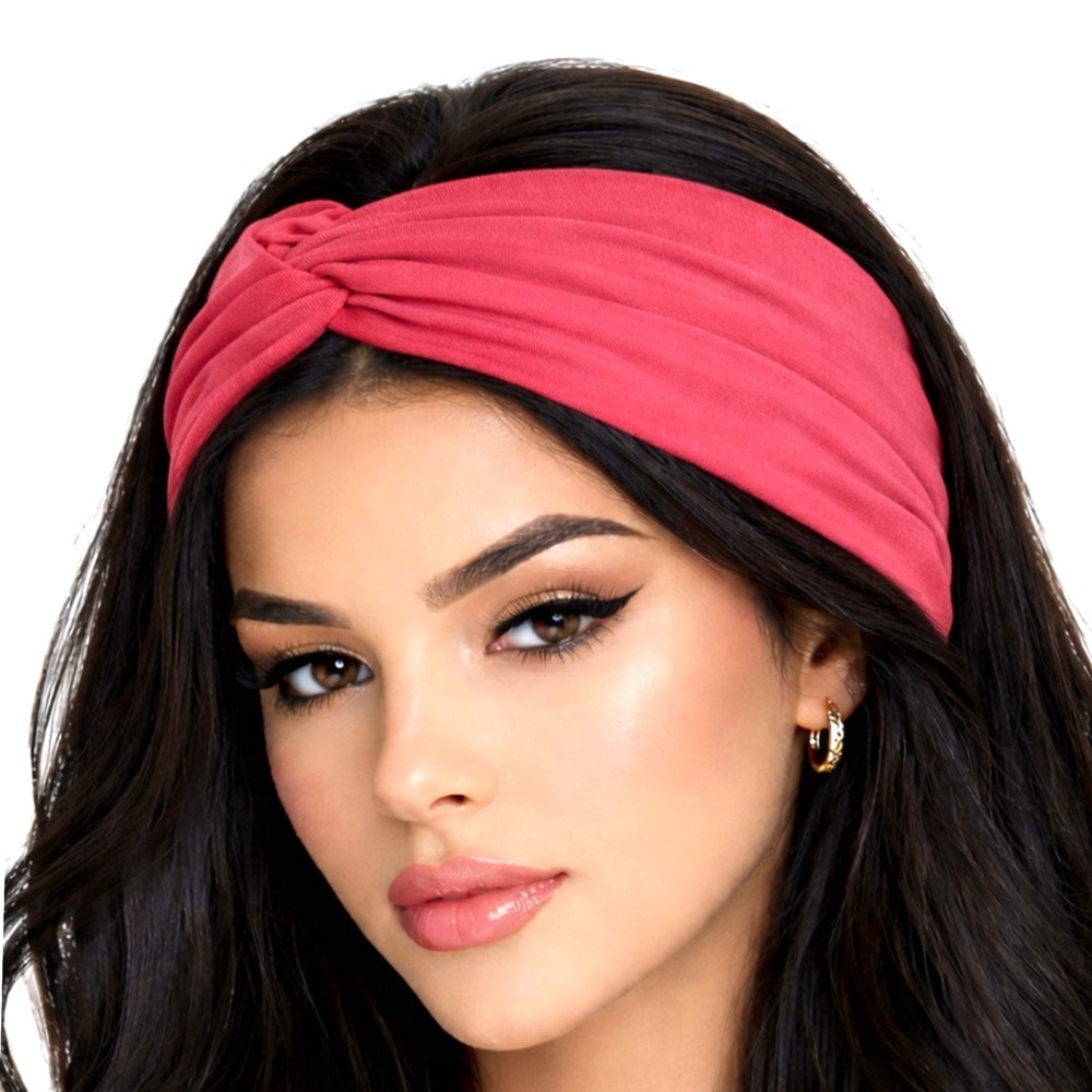 Pink Twist Knot Headband | Wide Boho Turban Style Hair Band